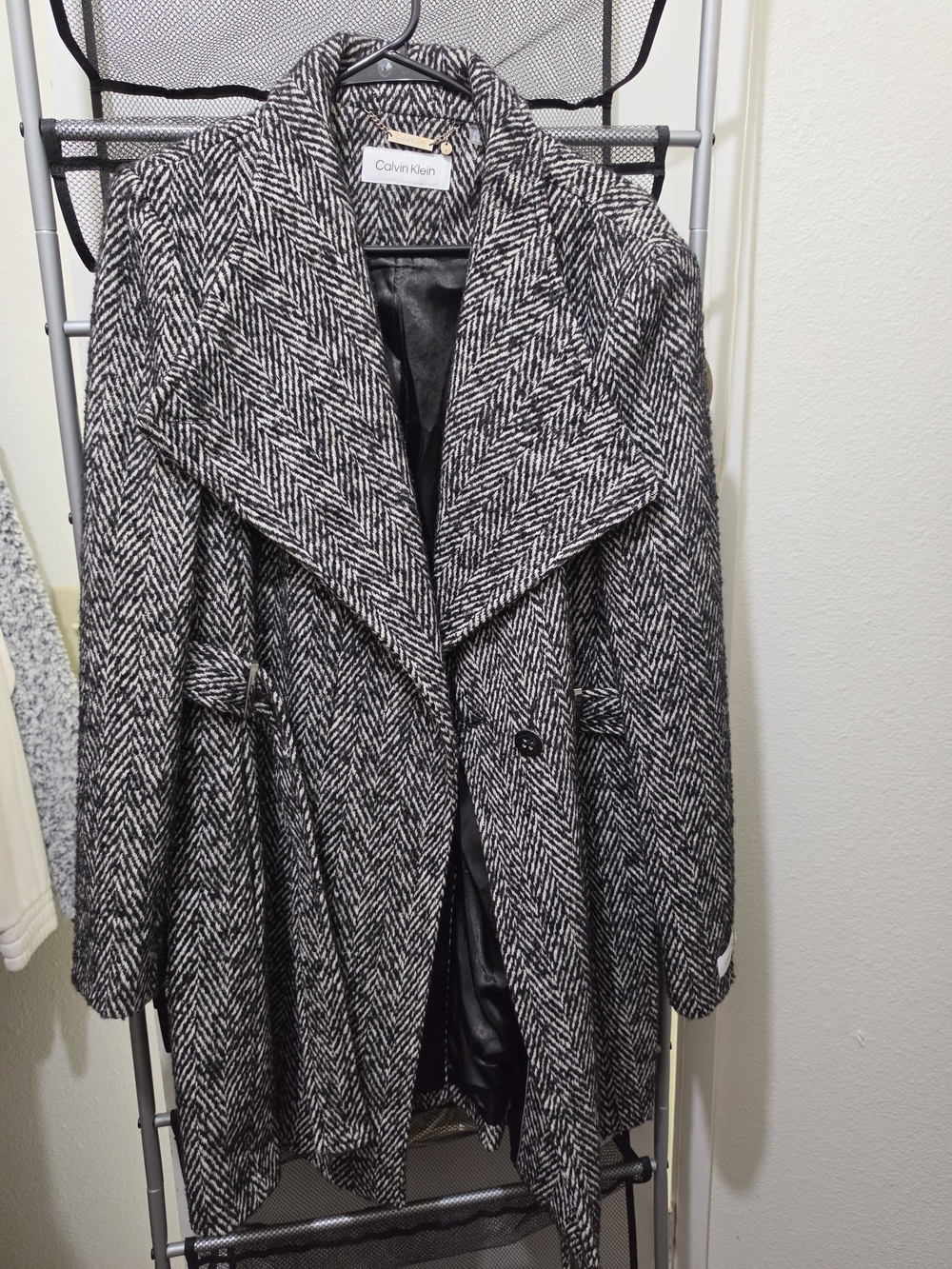 Calvin Klein Women's Black & White Patterned Coat